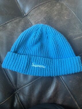 Supreme Bright Blue Ribbed Knit Beanie with Tag